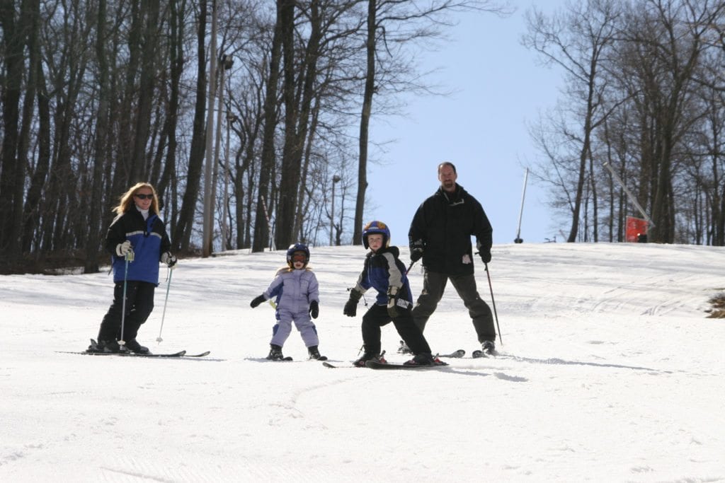 family skiing at shawnee mountain ski area