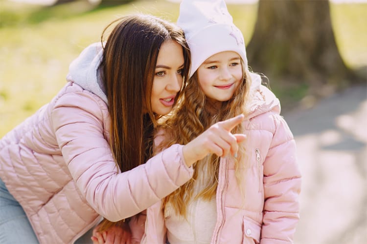 Mother and Daughter outside